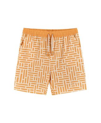 Andy & Evan - Boys' Geometric Print Boardshort With Built-In Comfort Stretch Short Liner - Big Kid