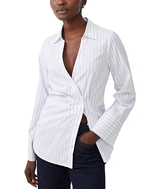 Shop French Connection Isabelle Asymmetric Shirt In Linen White