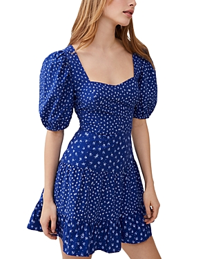 Shop French Connection Sweetheart Puff Sleeve Mini Dress In Cobalt