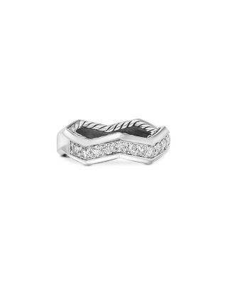 Stax Zig Zag Ring in Sterling Silver with Diamonds, 5mm