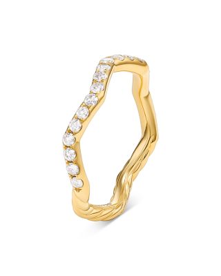 David Yurman - Stax Zig Zag Ring in 18K Yellow Gold with Diamonds, 2mm