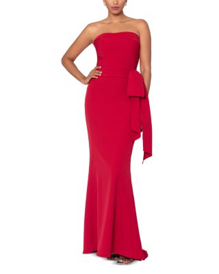 AQUA - Strapless Scuba Bow Gown - Exclusive