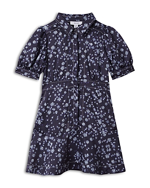 Shop Reiss Girls' Joanna Sr Floral Shirt Dress - Big Kid In Navy Print