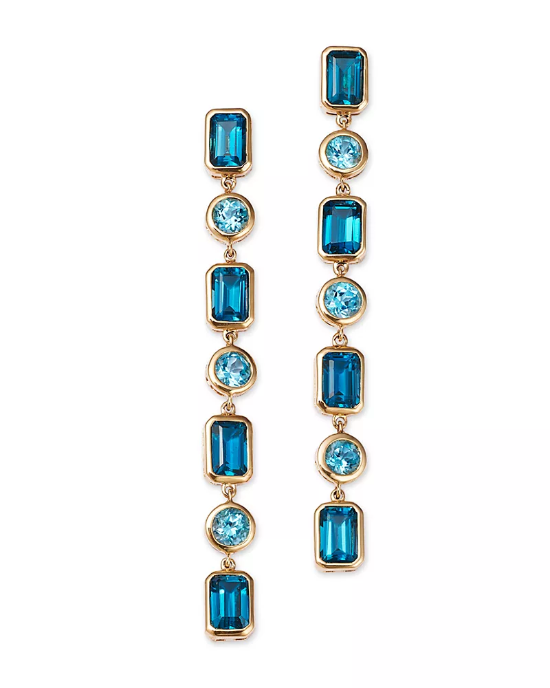 Bloomingdale's Fine Collection Blue Topaz Linear Drop Earrings in 14K Yellow Gold