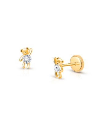 Tiny Blessings Children's 14K Gold Teddy Bear Bliss Studs Girls' Screw Back Earrings