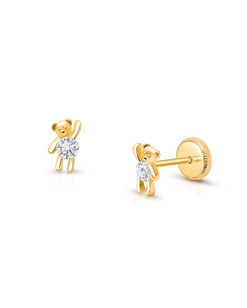 Tiny Blessings Children's 14K Gold Teddy Bear Bliss Studs Girls' Screw Back Earrings