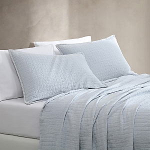 Calvin Klein Essential Garment Washed Cotton Jacquard Standard Sham In Light Blue
