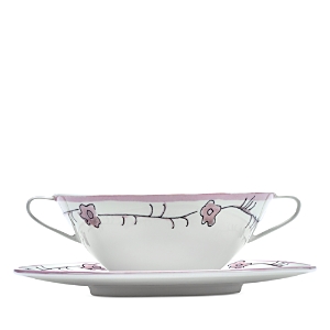 Serax Marni Dark Viola Soup Bowl With Handles & Saucer In Multi