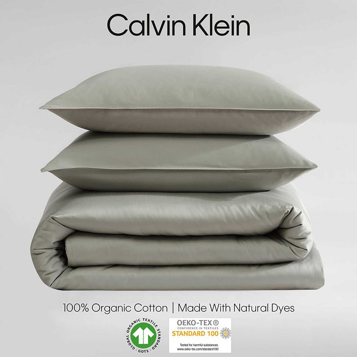 Shop Calvin Klein Earth Collection Cotton Sateen 3 Piece Duvet Cover Set, Queen In Light Brown