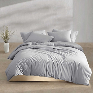 Shop Calvin Klein Washed Percale 3 Piece Duvet Cover Set, Queen In Grey/blue