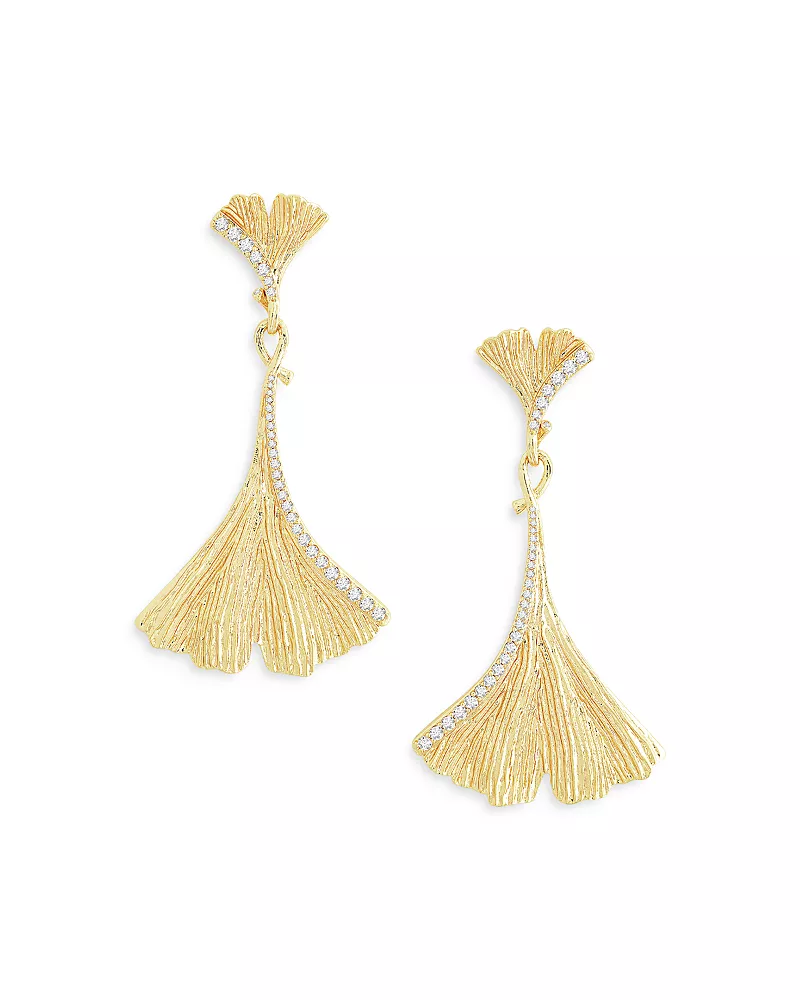 Anabel Aram Gingko Large Drop Earrings in 18K Gold Plated