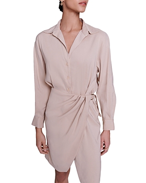 Maje Women's Linen Midi Dress In Beige