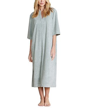 Shop Barefoot Dreams Cozy Terry Placket Caftan In Beach Glass