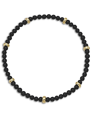 Shop Zoe Lev 14k Yellow Gold Onyx Bead Bracelet In Black/gold
