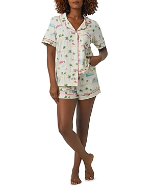 Bedhead Pajamas Printed Organic Cotton Jersey Shorty Pajama Set In Welcome To Palm Springs