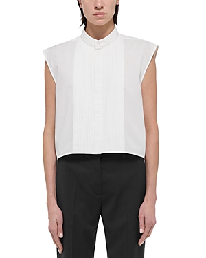 Shop Helmut Lang Cap Sleeve Tuxedo Shirt In White