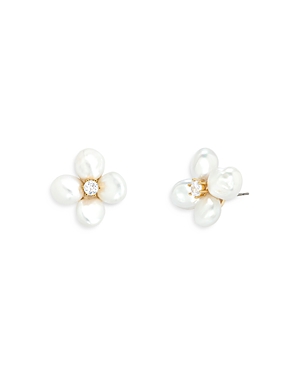 Shashi Flower Cultured Freshwater Pearl Stud Earrings