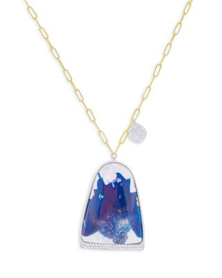 Meira T - 14K Yellow & White Gold Blue Sapphire Statement Pendant Necklace, 32"