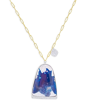 Meira T 14K Yellow & White Gold Blue Sapphire Statement Pendant Necklace, 32