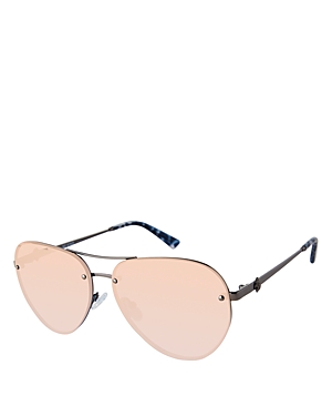 Shop Kurt Geiger Aviator Sunglasses, 60mm In Black/pink Solid