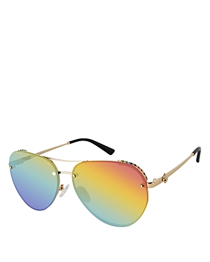 Shop Kurt Geiger Aviator Sunglasses, 60mm In Gold/multi Mirrored Gradient