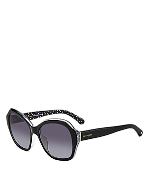 Shop Kate Spade New York Lottie Round Sunglasses, 55mm In Black/gray Polarized Gradient