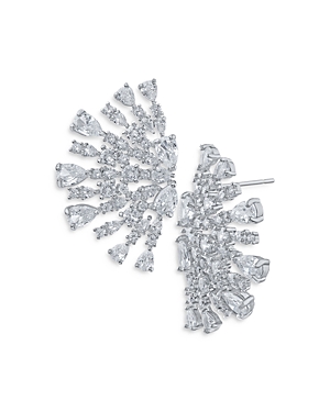 Cz By Kenneth Jay Lane Half Circle Cluster Earrings In Silver