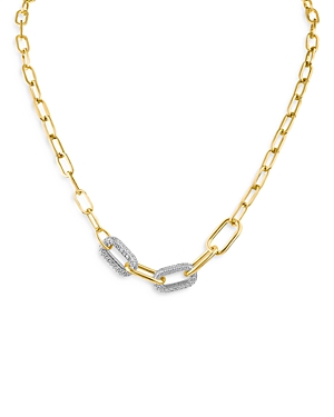 Cz By Kenneth Jay Lane Pave Chain Necklace, 17 In Gold/silver