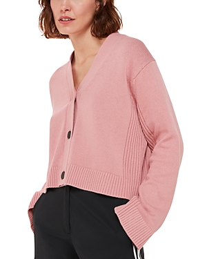Shop Whistles Nina Button Front Cardigan Sweater In Dusty Pink