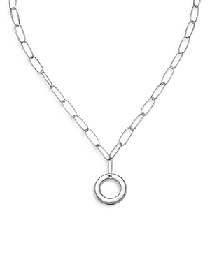Paperclip Link Chain Initial Pendant Necklace in Rhodium Plated, 18