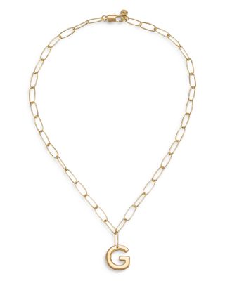 Paperclip Link Chain Initial Pendant Necklace in 18K Gold Plated, 18"