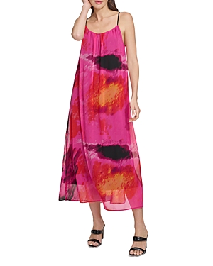 Shop Dkny Sleeveless Chiffon Maxi Dress In Shocking Pink
