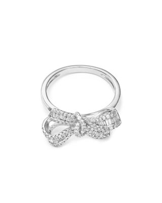 Diamond Bow Ring in 14K White Gold, 0.55 tcw