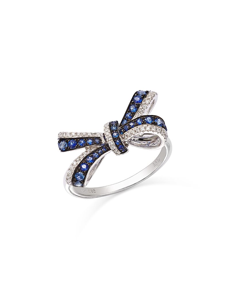Bloomingdale's Fine Collection Blue Sapphire & Diamond Bow Ring in 14K White Gold