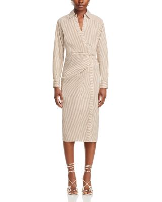 Veronica Beard Wright Striped Twist Waist Shirt Dress