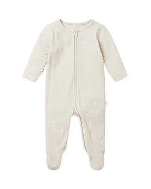 Mori Kids' Unisex Clever Zip Footie Pajamas - Baby In Ecru