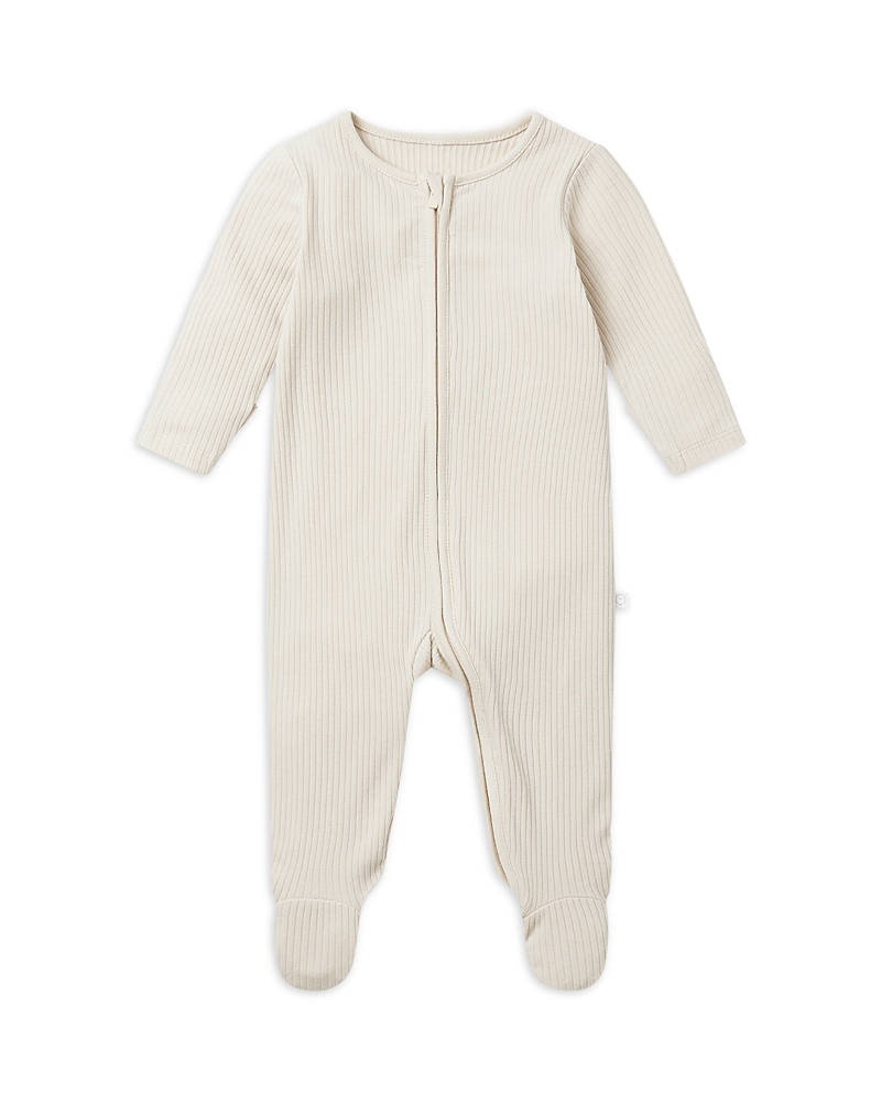 Mori Clever Zip Footie In Ecru