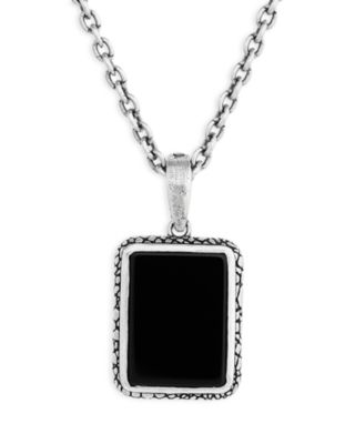 John Varvatos Sterling Silver Snakeskin Black Onyx Pendant Necklace, 24