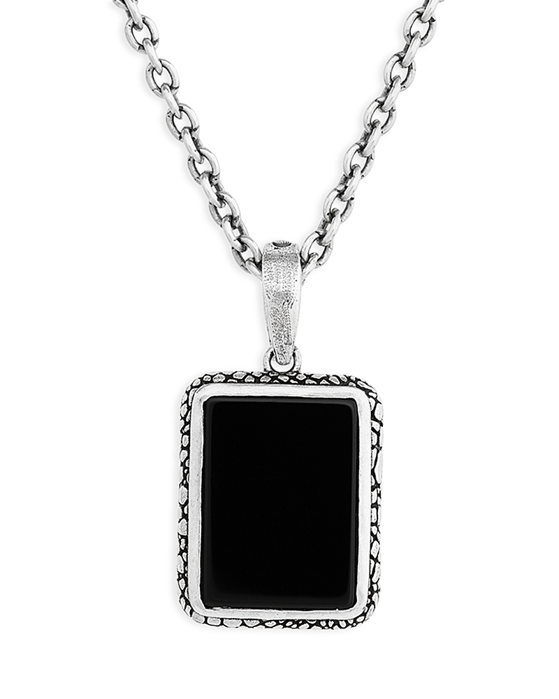 John Varvatos Sterling Silver Snakeskin Black Onyx Pendant Necklace, 24 In Black/silver
