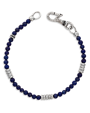 John Varvatos Sterling Silver Simit Lapis Lazuli Beaded Bracelet In Black