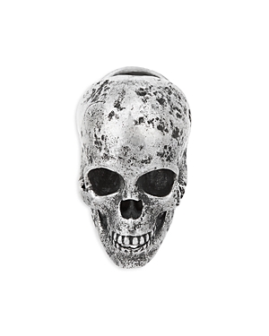 John Varvatos Sterling Silver Skull Brooch In Metallic