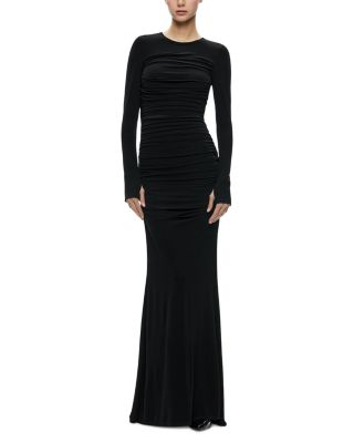 Alice and Olivia Katherina Ruched Long Sleeve Gown Bloomingdale s