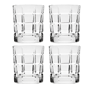 Shop Godinger Radius Plaid Double Old Fashioned Glasses, Set Of 4 In Clear