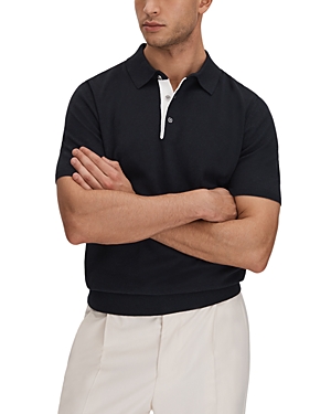 Shop Reiss Finch Short Sleeve Polo Shirt In Navy