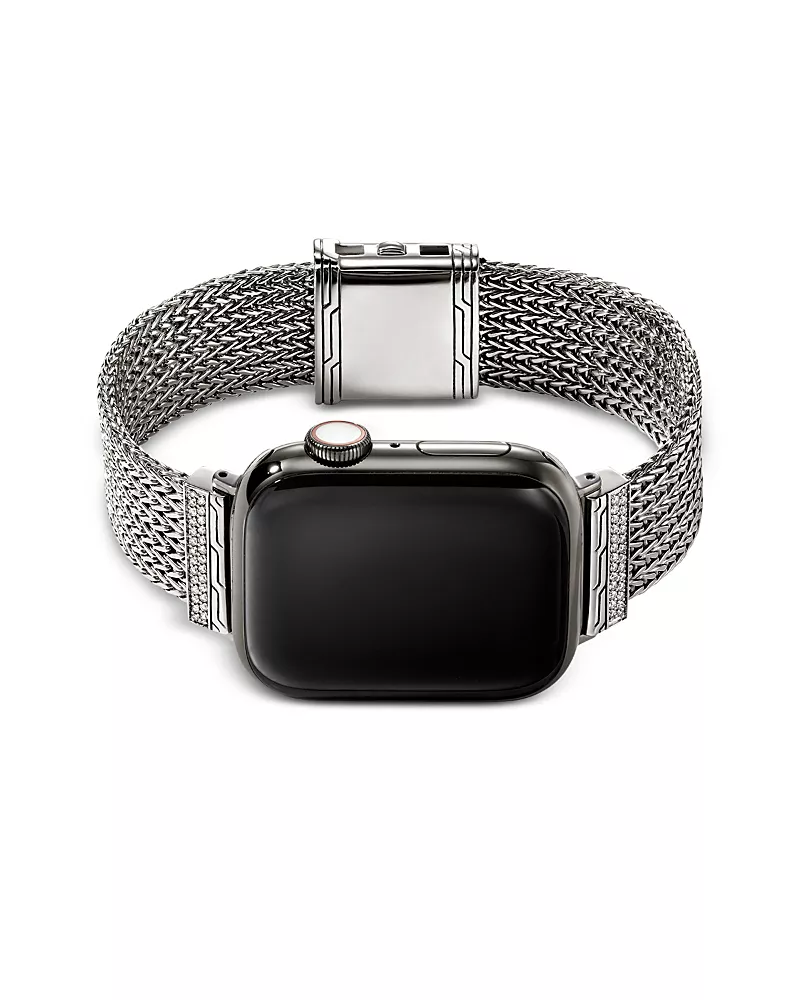 John Hardy Apple Watch Diamond Pave Sterling Silver Bracelet, 18mm