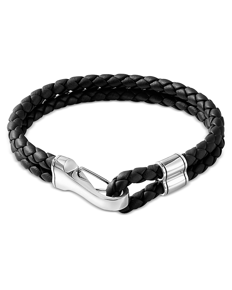 John Hardy Sterling Silver And Leather Bracelet In Black