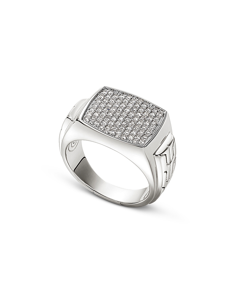 John Hardy Men's Silver Id Diamond Pave Cluster Ring In Silver