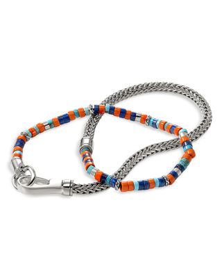 Sterling Silver Heishi Mixed Stone Beaded Double Wrap Bracelet