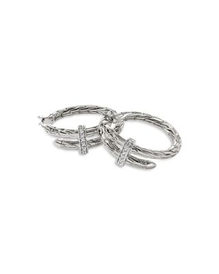 Sterling Silver Diamond Spear Small Hoop Earrings