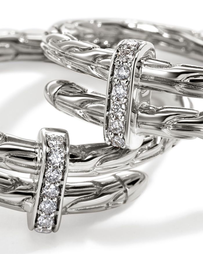 Sterling Silver Diamond Spear Small Hoop Earrings